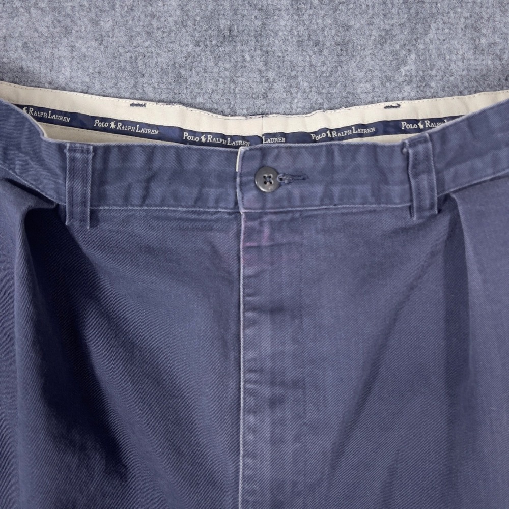 Polo Ralph Lauren Andrew Pant Mens 34 Navy Blue Pleated Chino Trousers Baggy - Picture 7 of 9
